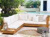 Left Hand 5 Seater Acacia Wood Garden Corner Sofa Set White MARETTIMO_794661