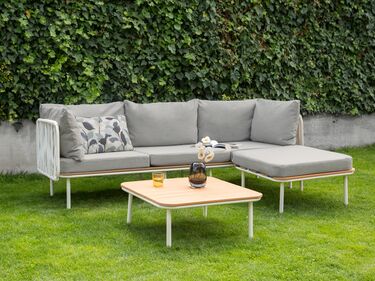 3 Seater Garden Sofa Set with Ottoman Grey SENISE