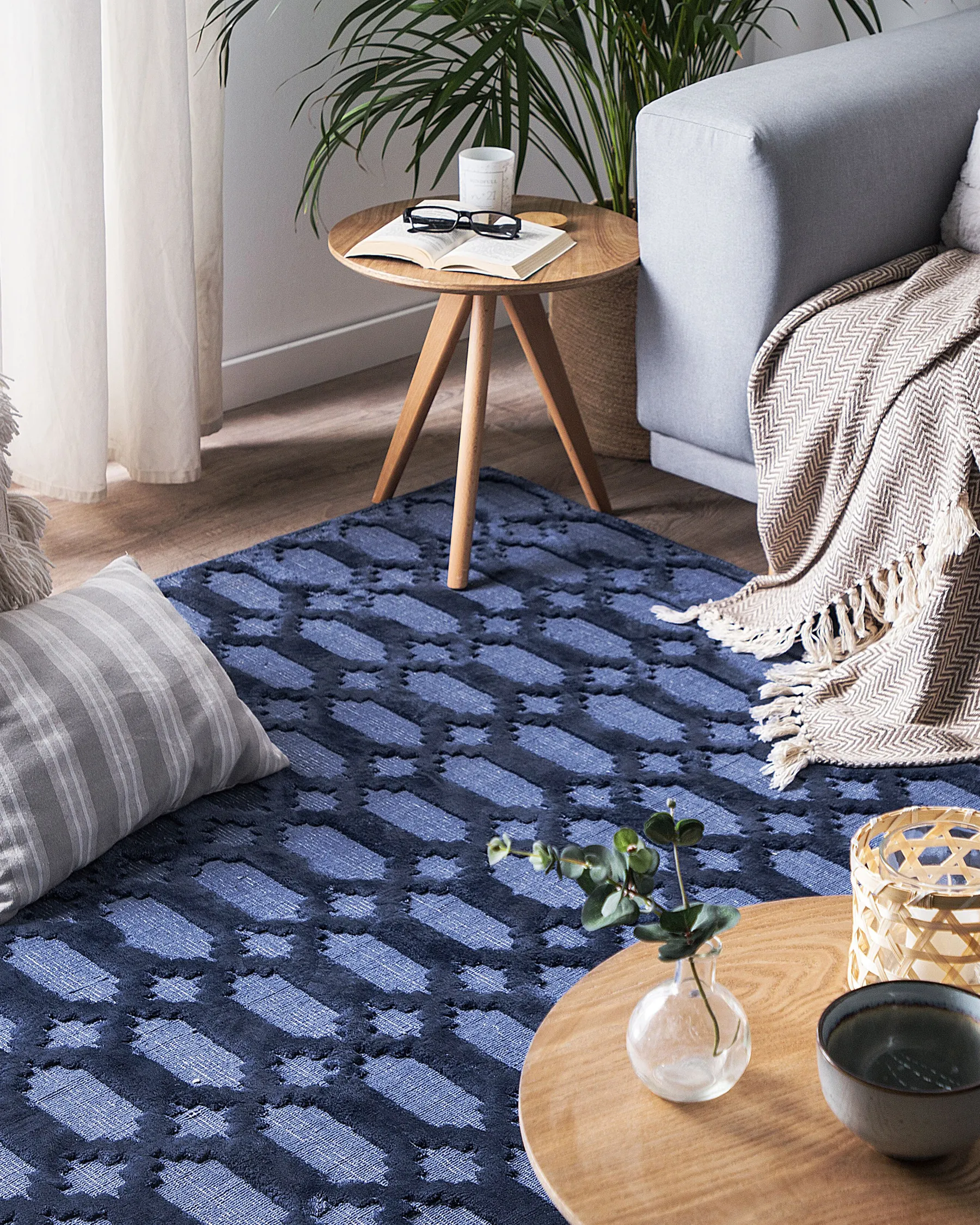 Rug CIZRE Navy Blue 160 x 230 cm Viscose_750434