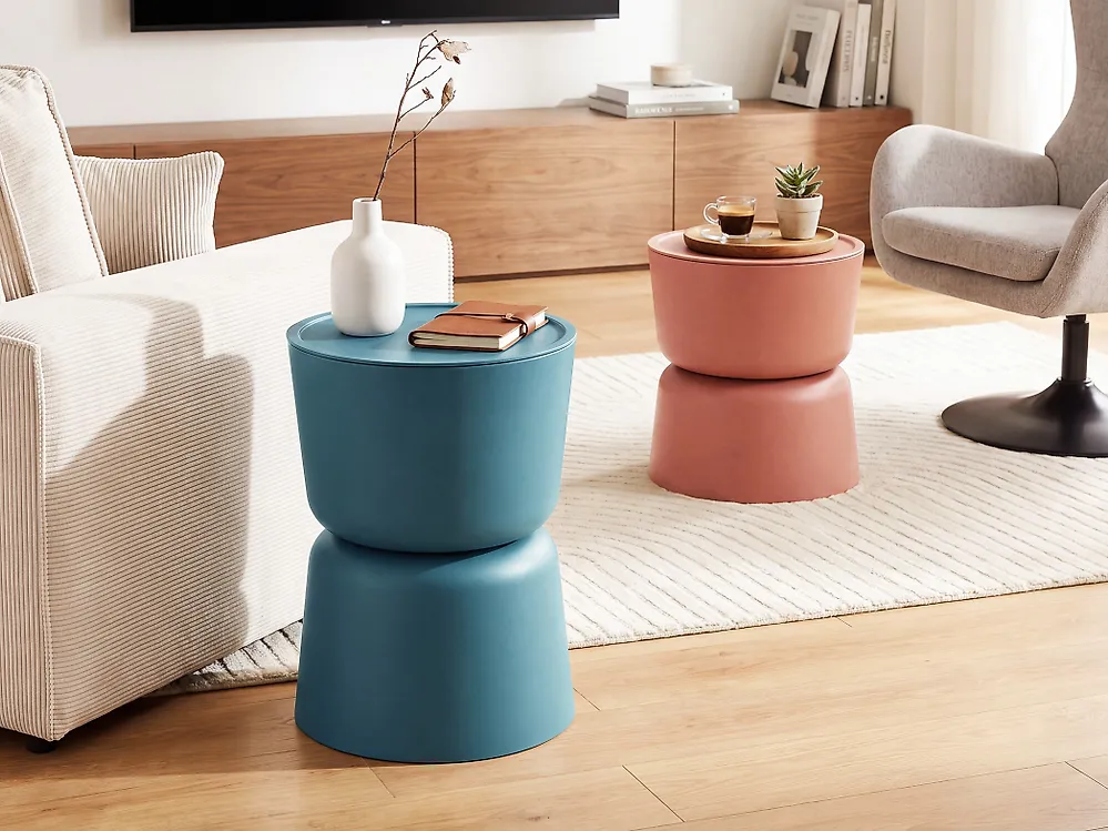 Set of 2 Side Tables ATACAMA 32/40 cm 32/40 cm Teal Orange_1172196