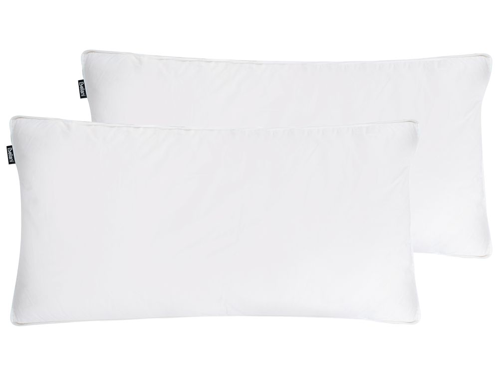 Set of 2 Bed Pillows VIHREN Low 40 x 80 cm Duck Feathers and Down White