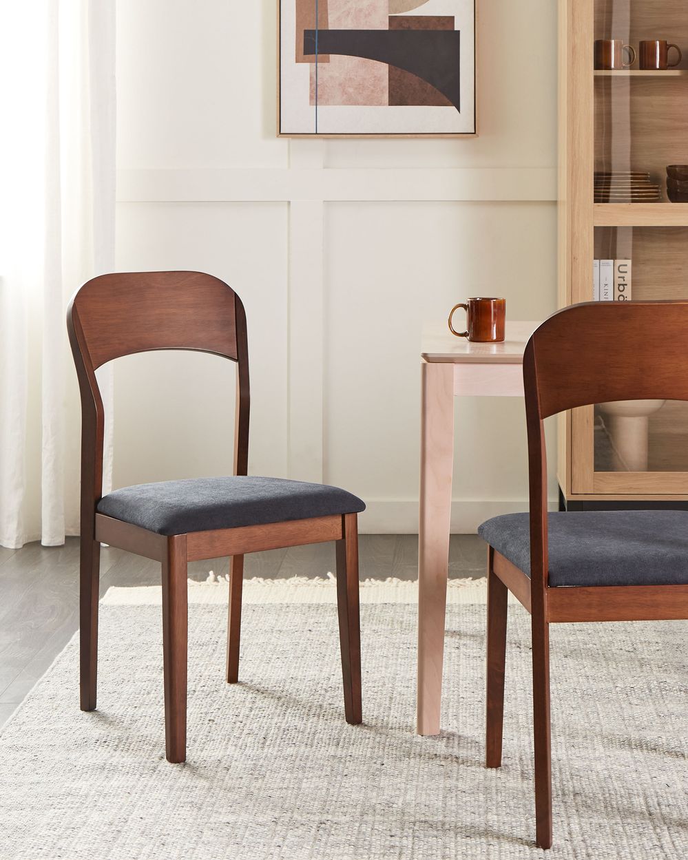 Wood Low Back Fabric Dining Chairs Turin Dark Oak Low Back