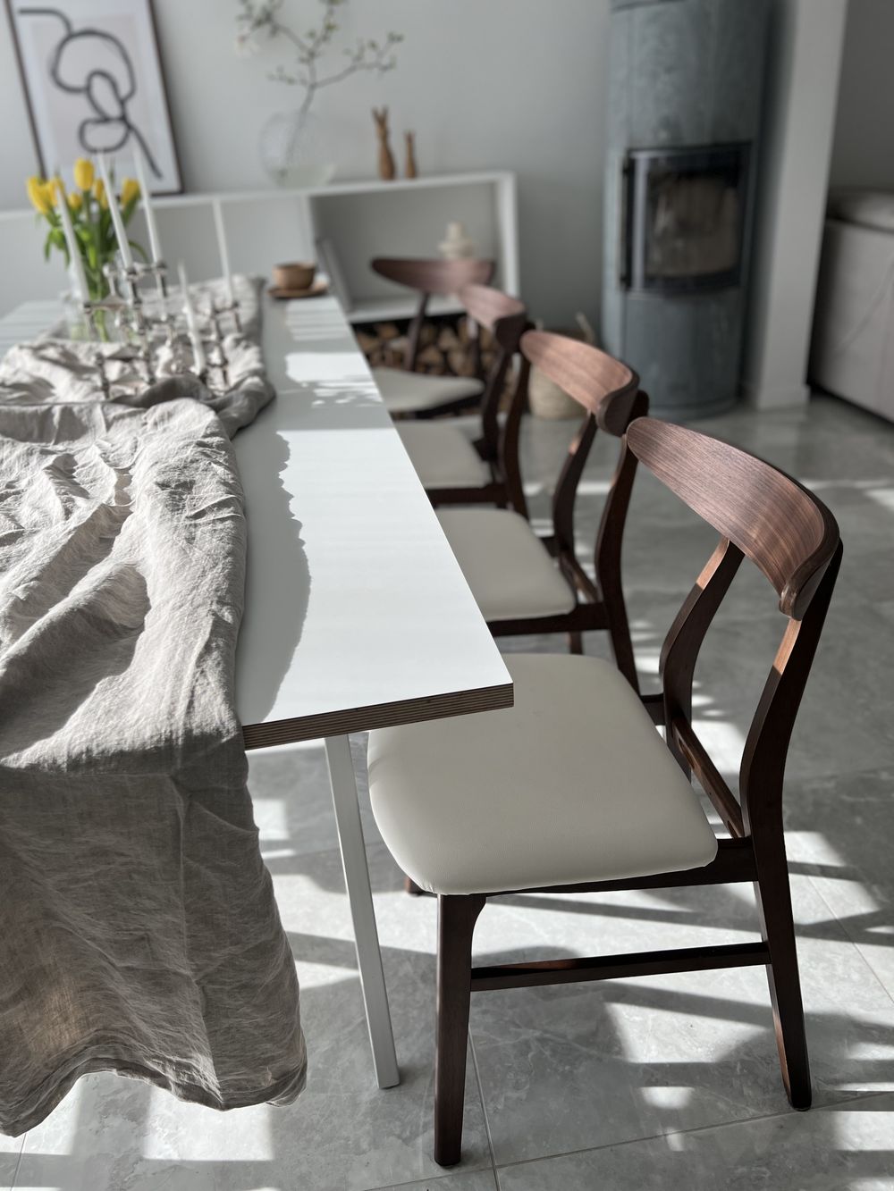 Set of 2 Dining Chairs LYNN Wood White Beliani