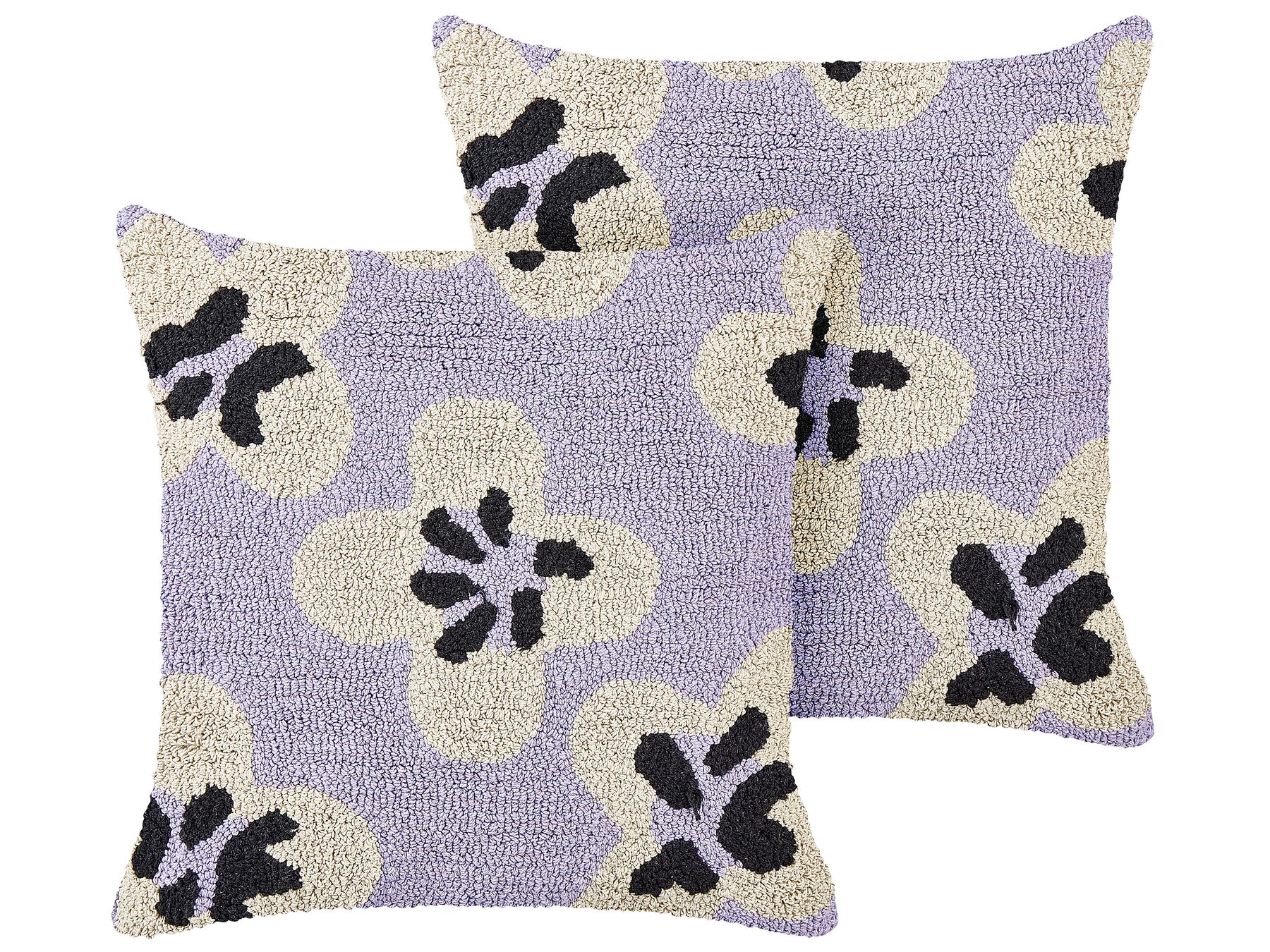 Lot de 2 coussins décoratifs avec motif fleurs en coton 45 x 45 cm violet SOAPWORT_906646