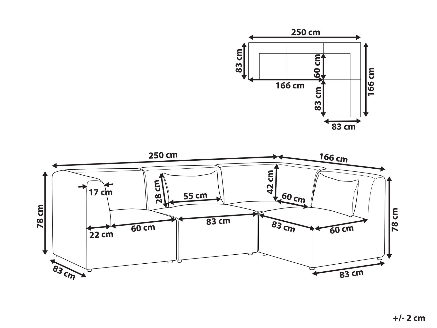 Modular Corner Sofa 4 Seater LEMVIG Corduroy Golden Brown Right Hand_1054991