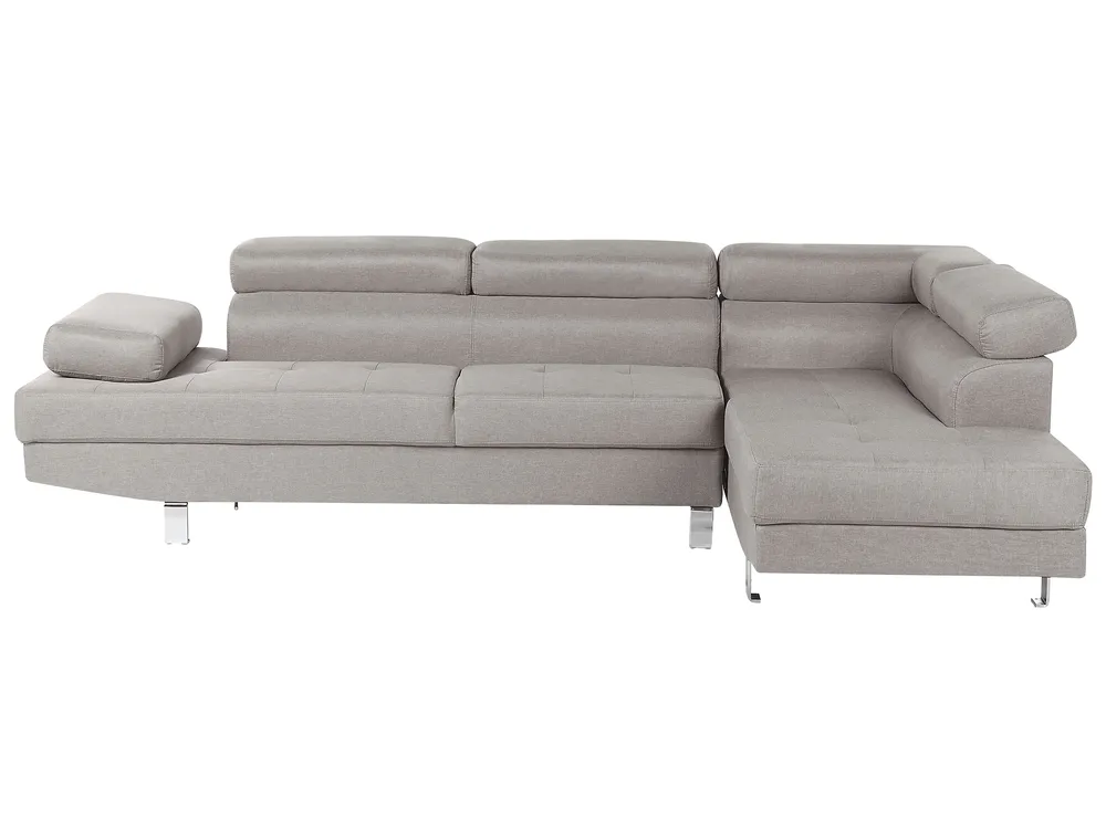 Corner Sofa 5 Seater NORREA Fabric Light Grey Left Hand