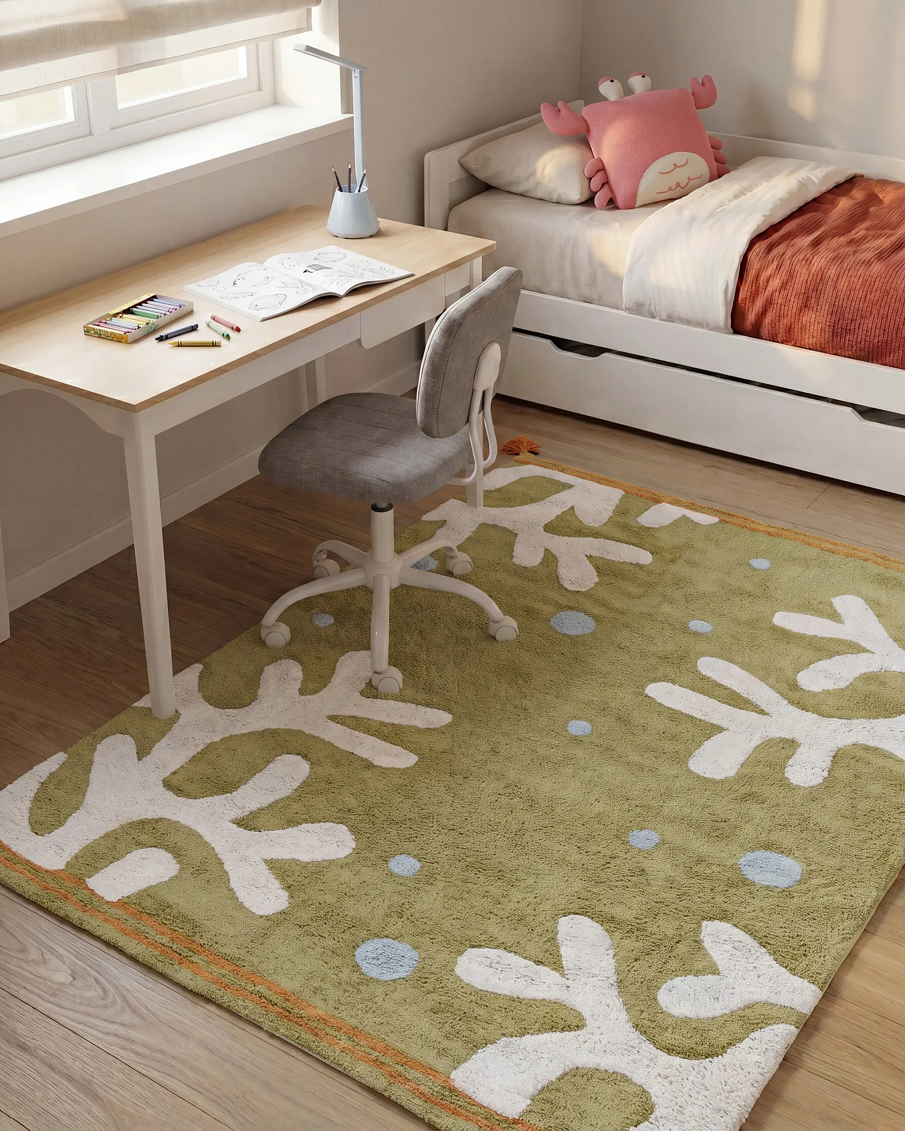 Kids Rug JAJPUR  Green 140 x 200 cm Cotton_1135246