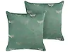 Set of 2 Decorative Cushions YUZURI 45 x 45 cm Velvet Emerald Green Animal Pattern
