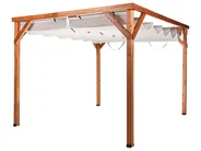 Gazebo VILLAROSA 320 cm 380 cm Fir Wood Brown/ Beige_967174