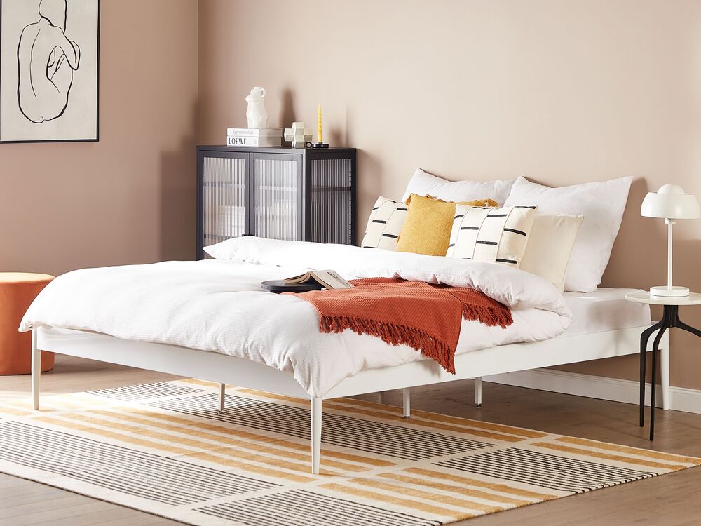 Bett mit Lattenrost Metall VAURS 180 x 200 cm Weiss
