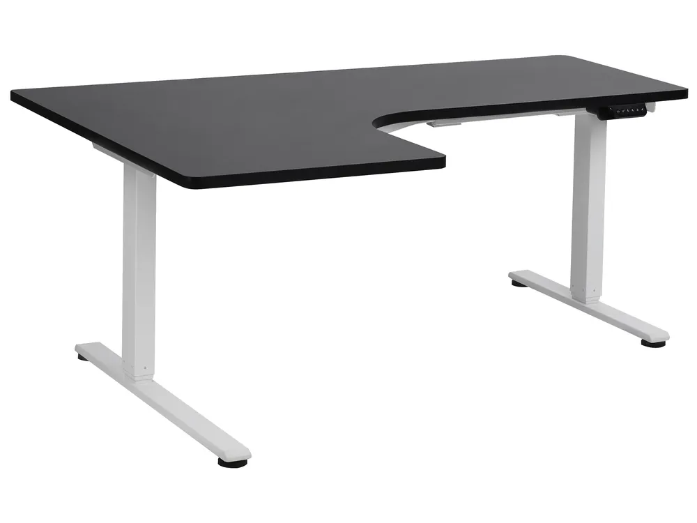 Electric Adjustable Corner Desk DESTINES 160 cm 109 cm Black/ White Left Hand_927723