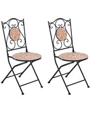 Set de 2 scaune de grădină ADRANO Pliabil Metal efect terrazzo Portocaliu_1021727