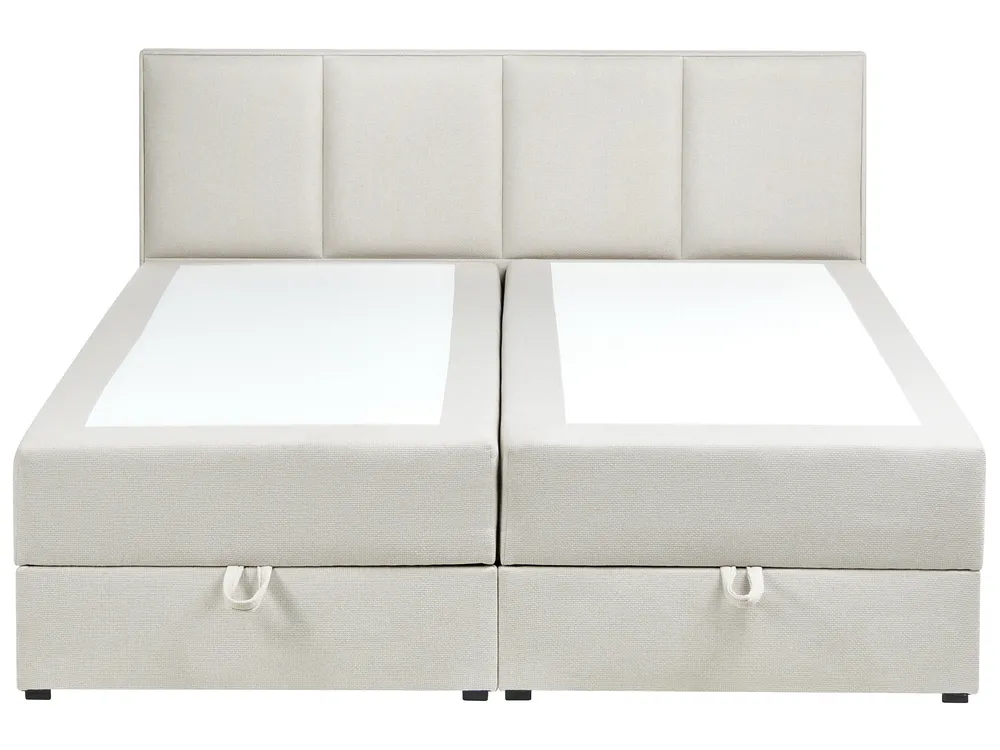 Divan Bed with Storage BARONET Fabric Off-White 160 x 200 cm (EU King Size)_1004502