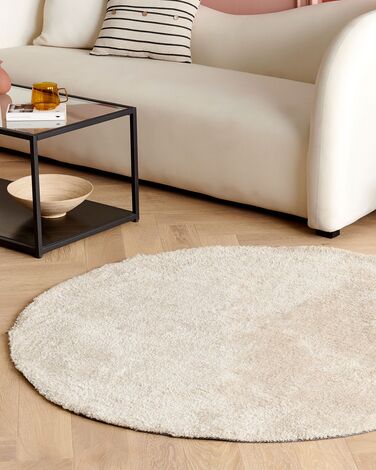 Shaggy Round Area Rug ⌀ 140 cm Beige DEMRE