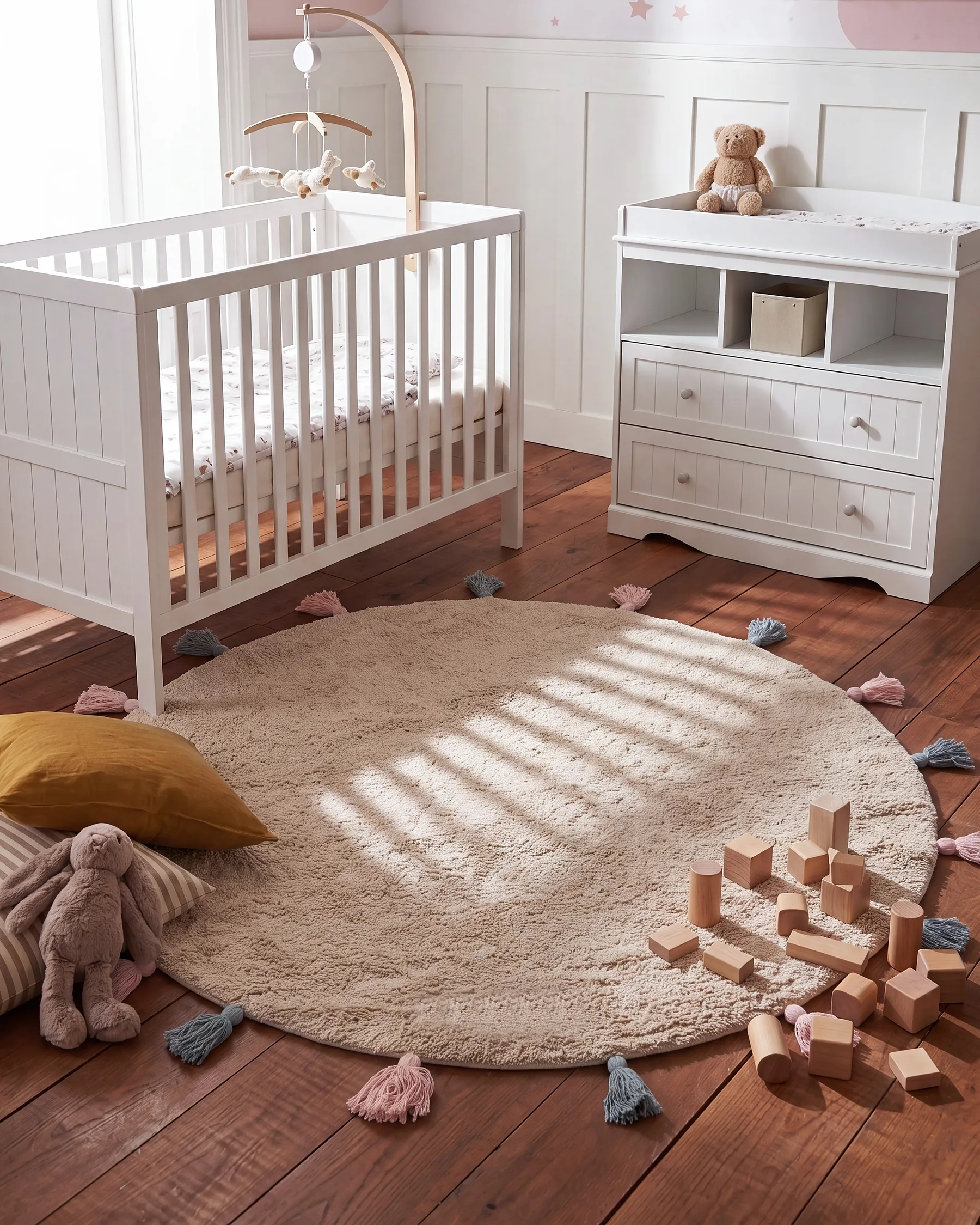 Kids Rug KODINHI  Beige ø 120 cm Cotton_1155061