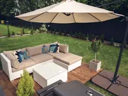 Garden Corner Sofa with Table 4 Seater SANO Modular PE Rattan White Left Hand_940300