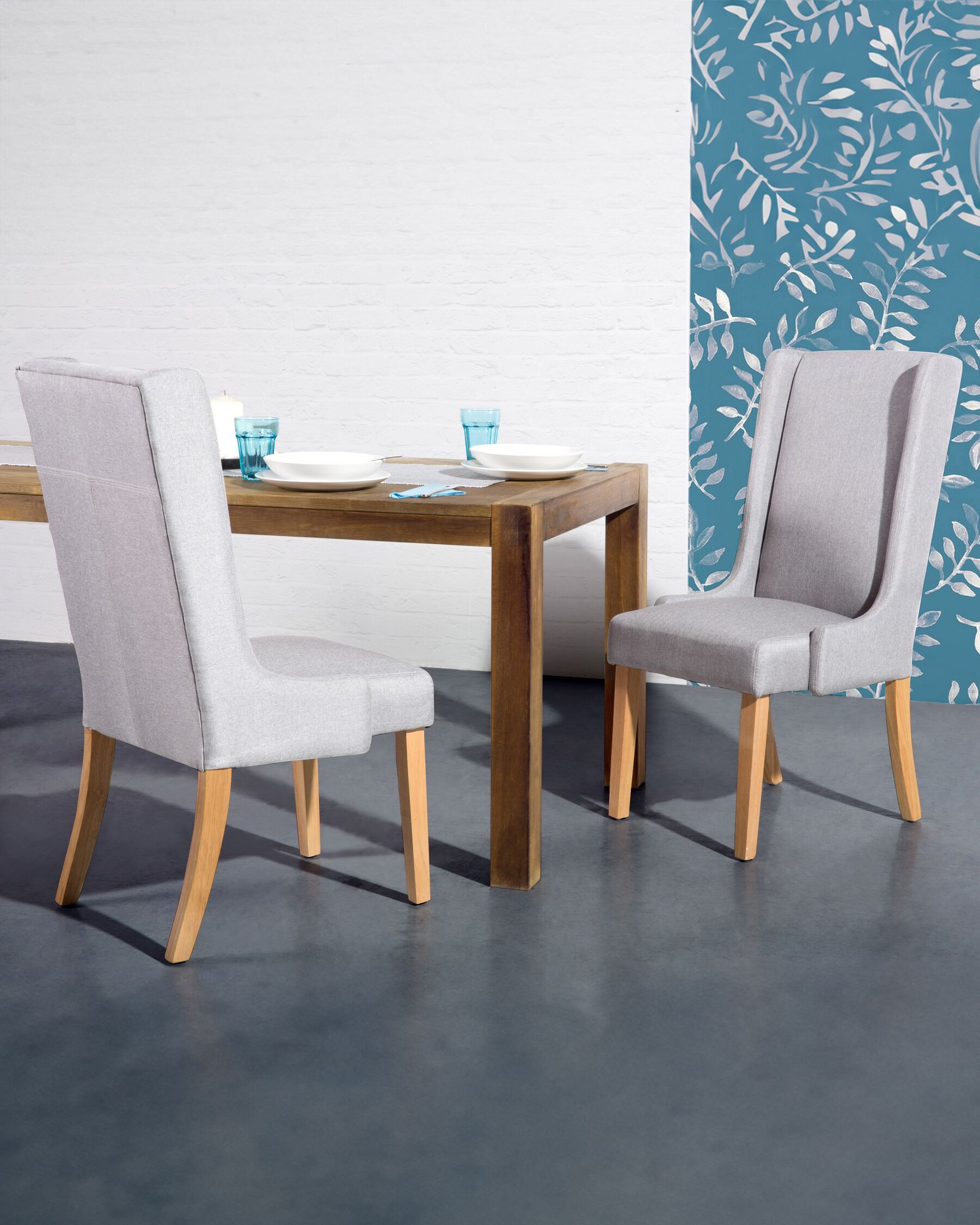 Set of 2 Fabric Dining Chairs Light Grey CHAMBERS_799215