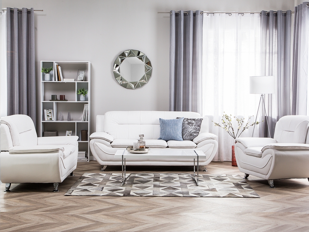 Faux Leather Living Room Set White LEIRA Beliani