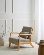 Poltrona SORSELE Velluto a coste Beige_1019389