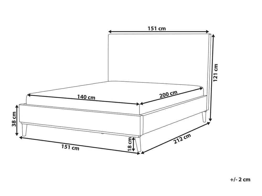 Bed Velvet BAYONNE 140 x 200 cm (EU Double) Light Grey_770894