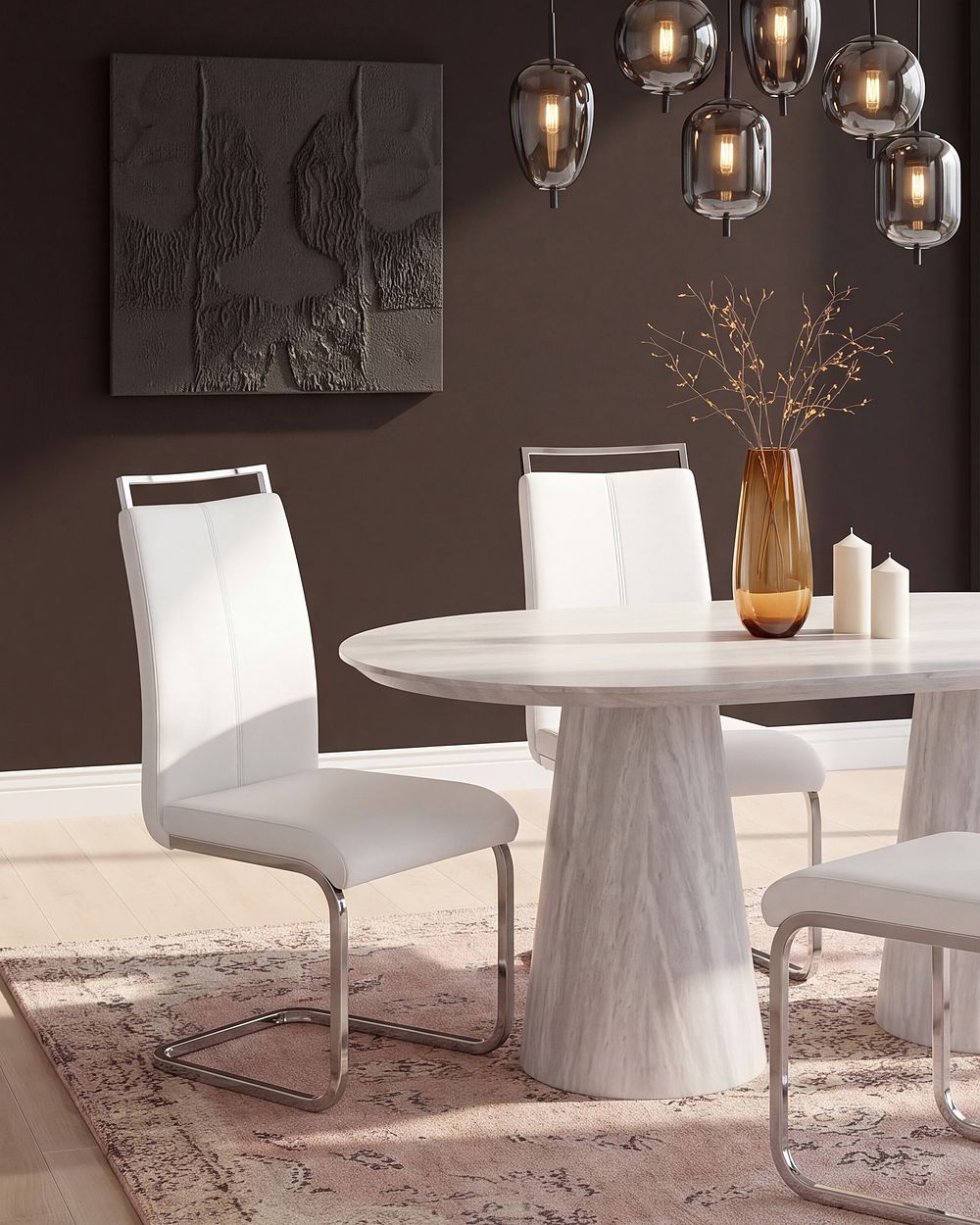 Set of 2 Dining Chairs GREEDIN Faux Leather White