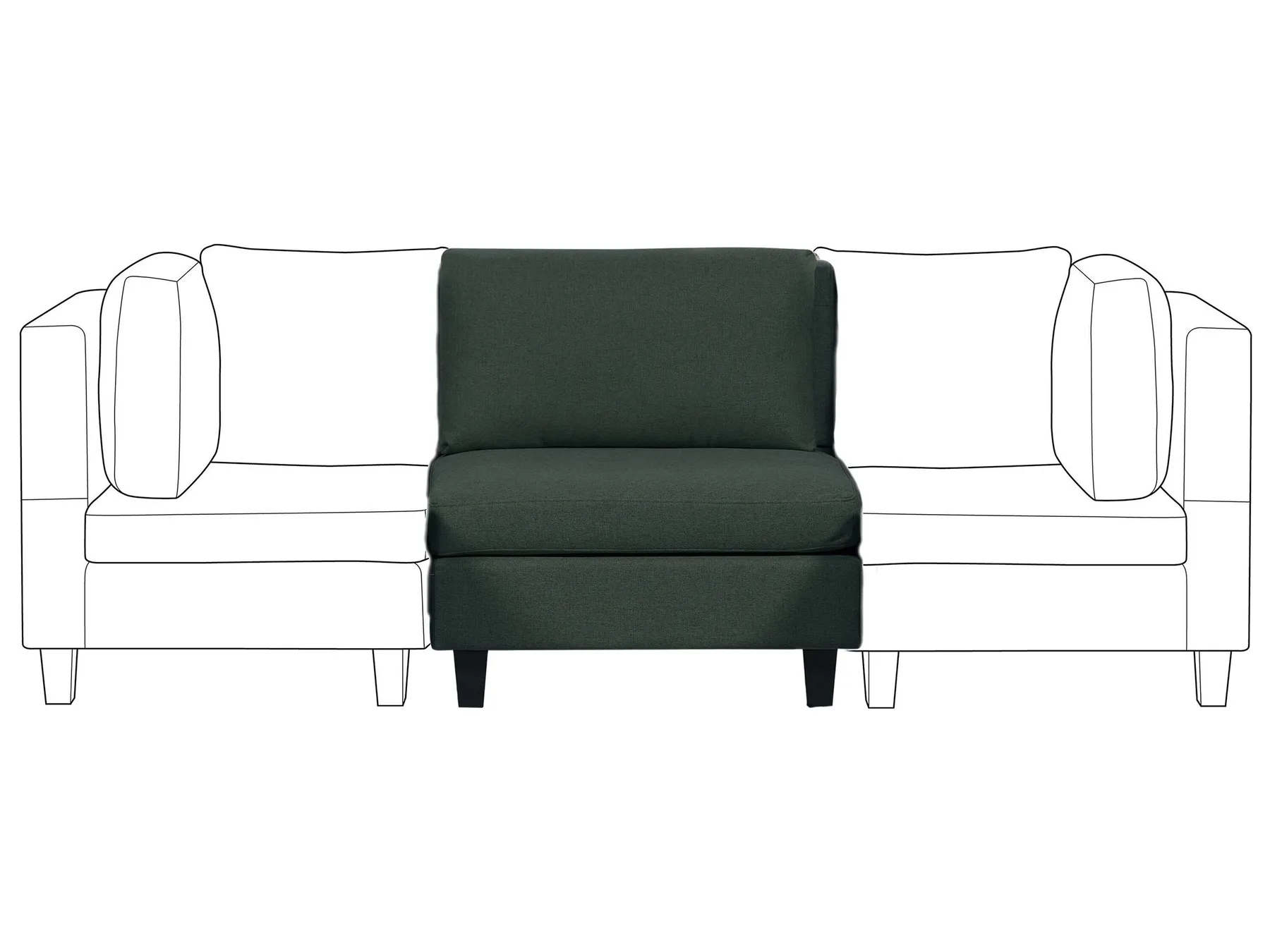 1-Seat Section UNSTAD Fabric Dark Green_893294