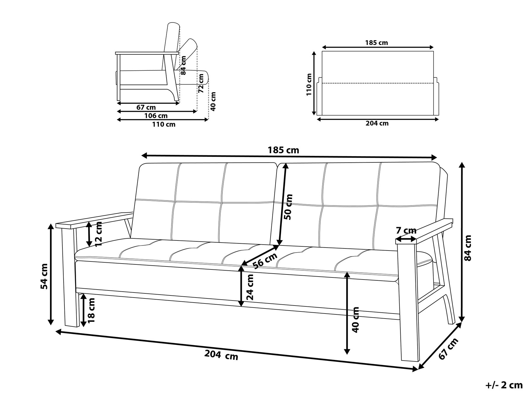 Fabric Sofa Bed Beige and Dark Wood TJORN_960223 Fabric Sofa Bed Beige and Dark Wood TJORN_960223
