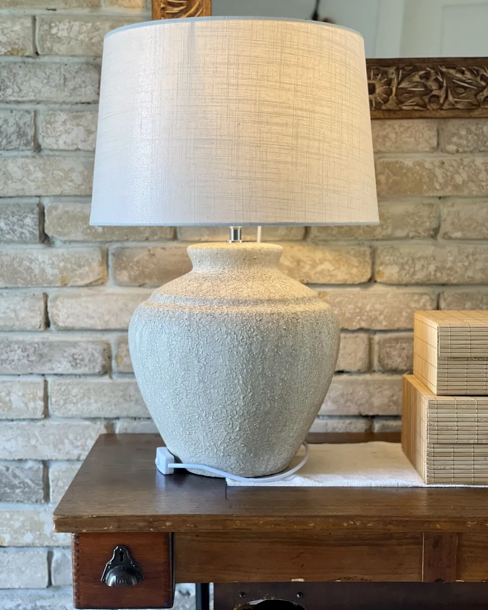 Table Lamp CAINE Ceramic Light Beige_880943