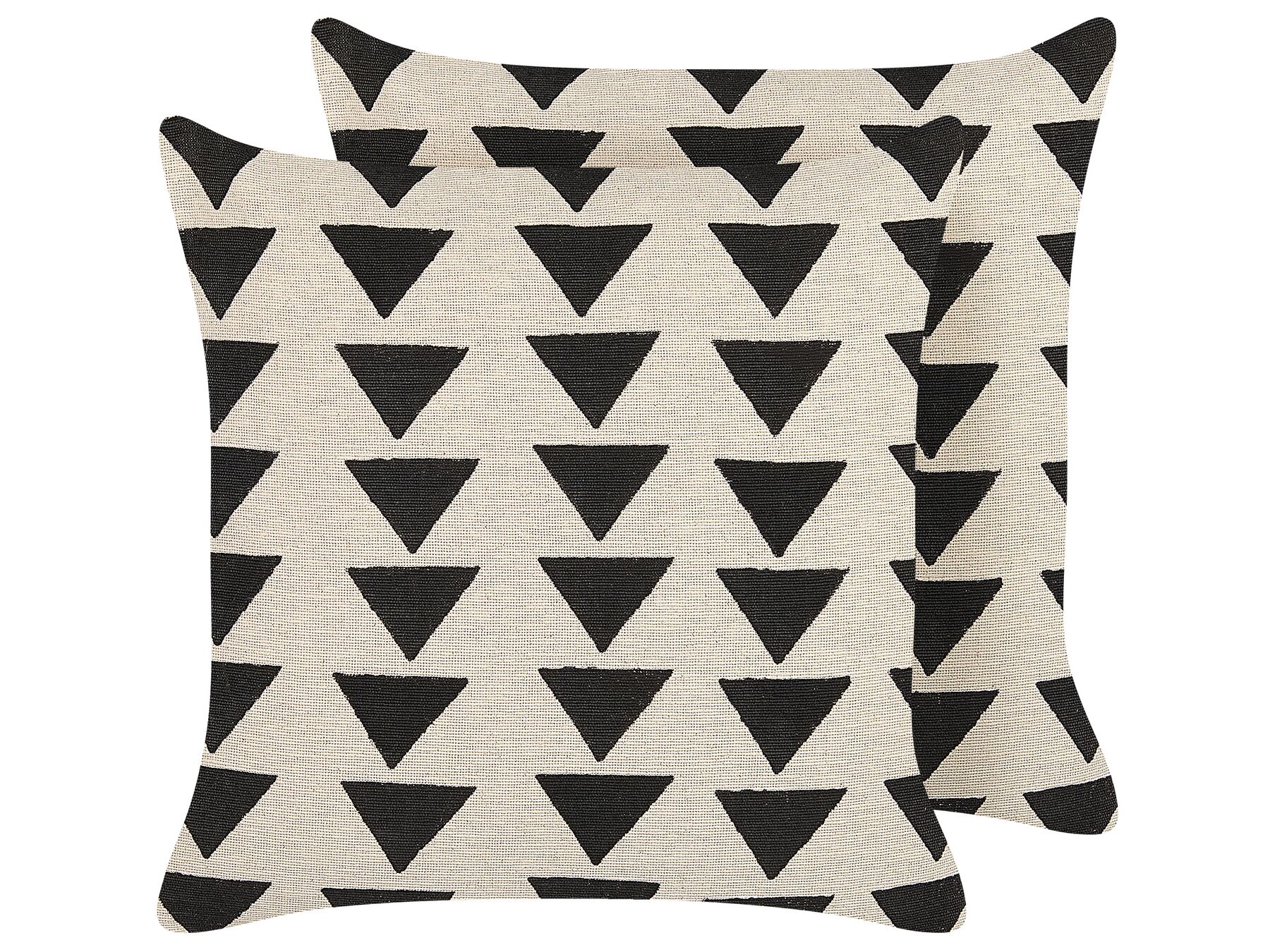 2 bawełniane poduszki dekoracyjne w trójkąty 45 x 45 cm beżowo-czarne CERCIS_838757