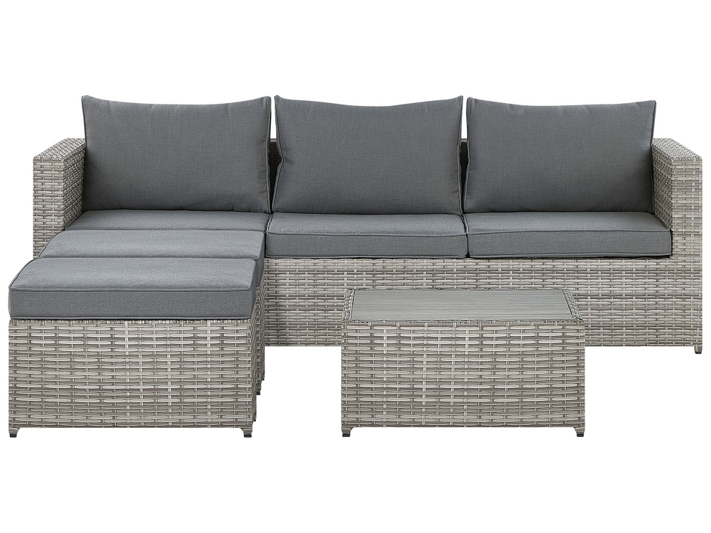 Lounge Set SABBIA PE Rattan Light Grey Left Hand 5 Seater Beliani.cz