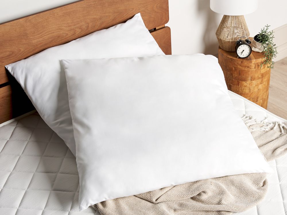 Conjunto de 2 almohadas ERRIGAL Alta 80 x 80 cm Microfibra Blanco