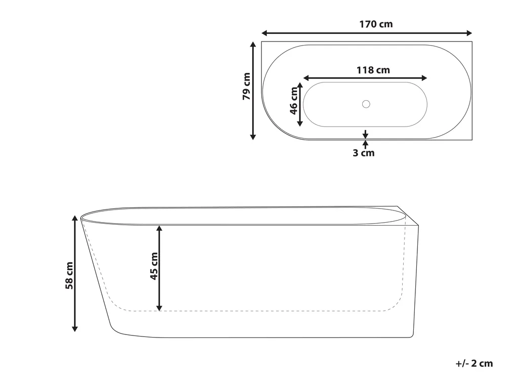 Corner Bath RENACA 1700 x 790 mm White Left Hand_1013999
