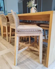 Set of 2 Garden Bar Chairs TALAMONE Acacia Wood Beige_974848