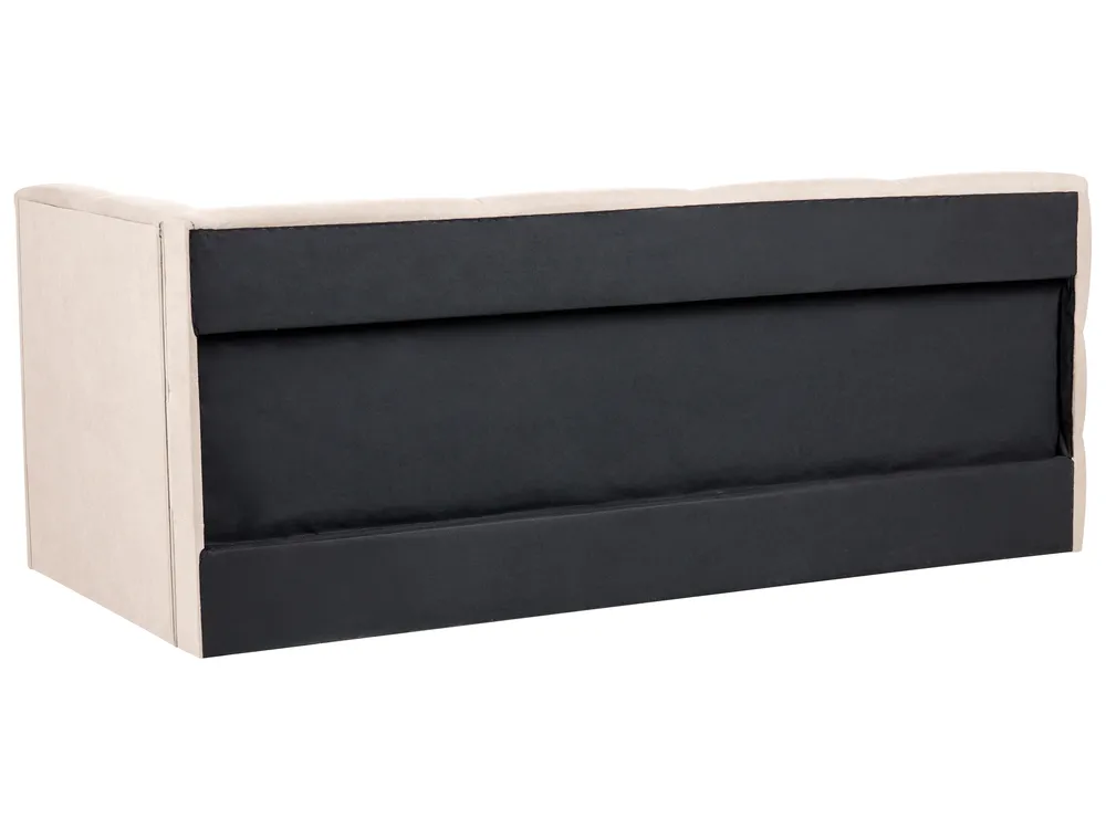 Daybed Fabric JACOU 90 x 200 cm (EU Single) with Storage Right Hand Light Beige_1092725