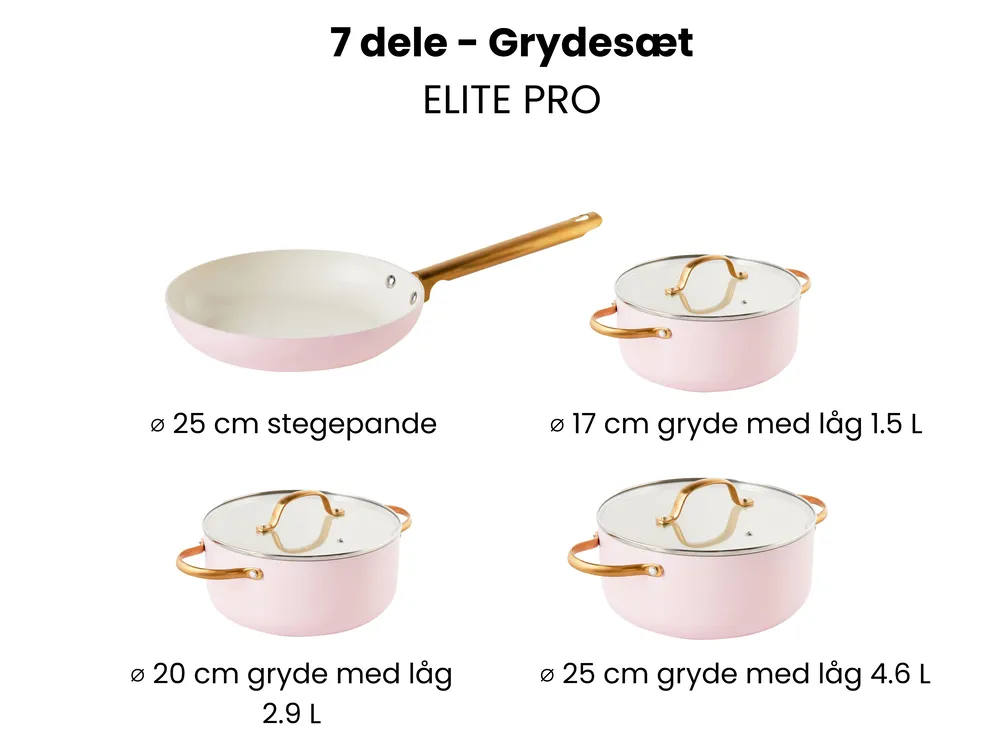 Grydesæt med 7 dele ELITE PRO Pastellrosa_992839