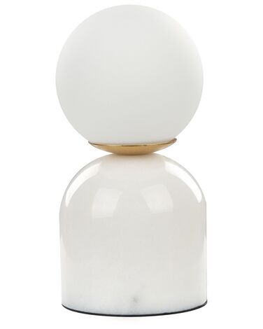 Tischlampe Marmor / Glas weiß 21 cm Kugelform KIWI