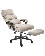 Poltrona da scrivania Poggiapiedi a scomparsa EATON Ciniglia Beige_1009776