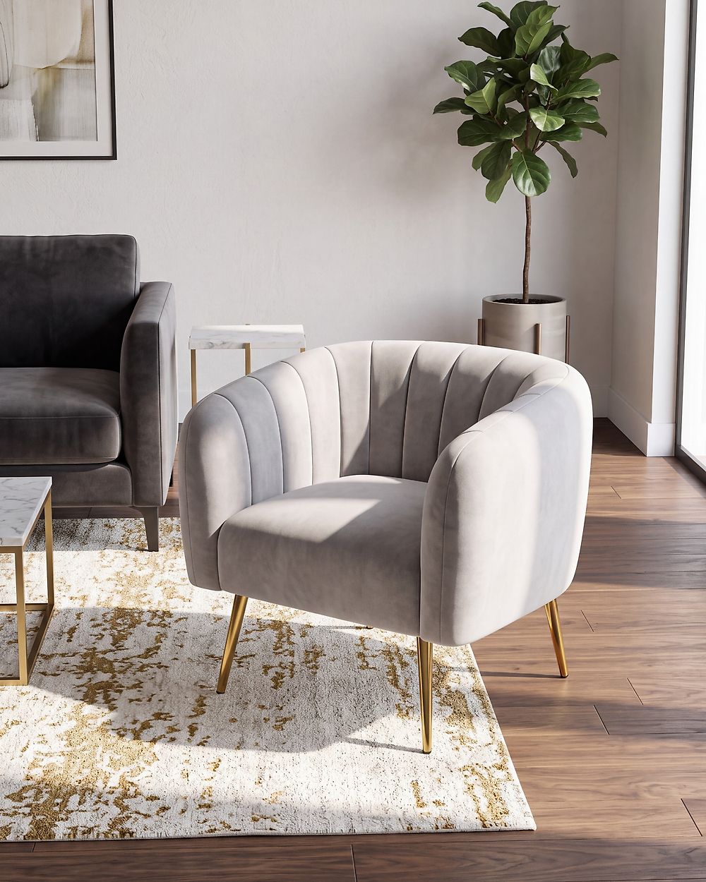 Armchair LACONIA Velvet Light Grey