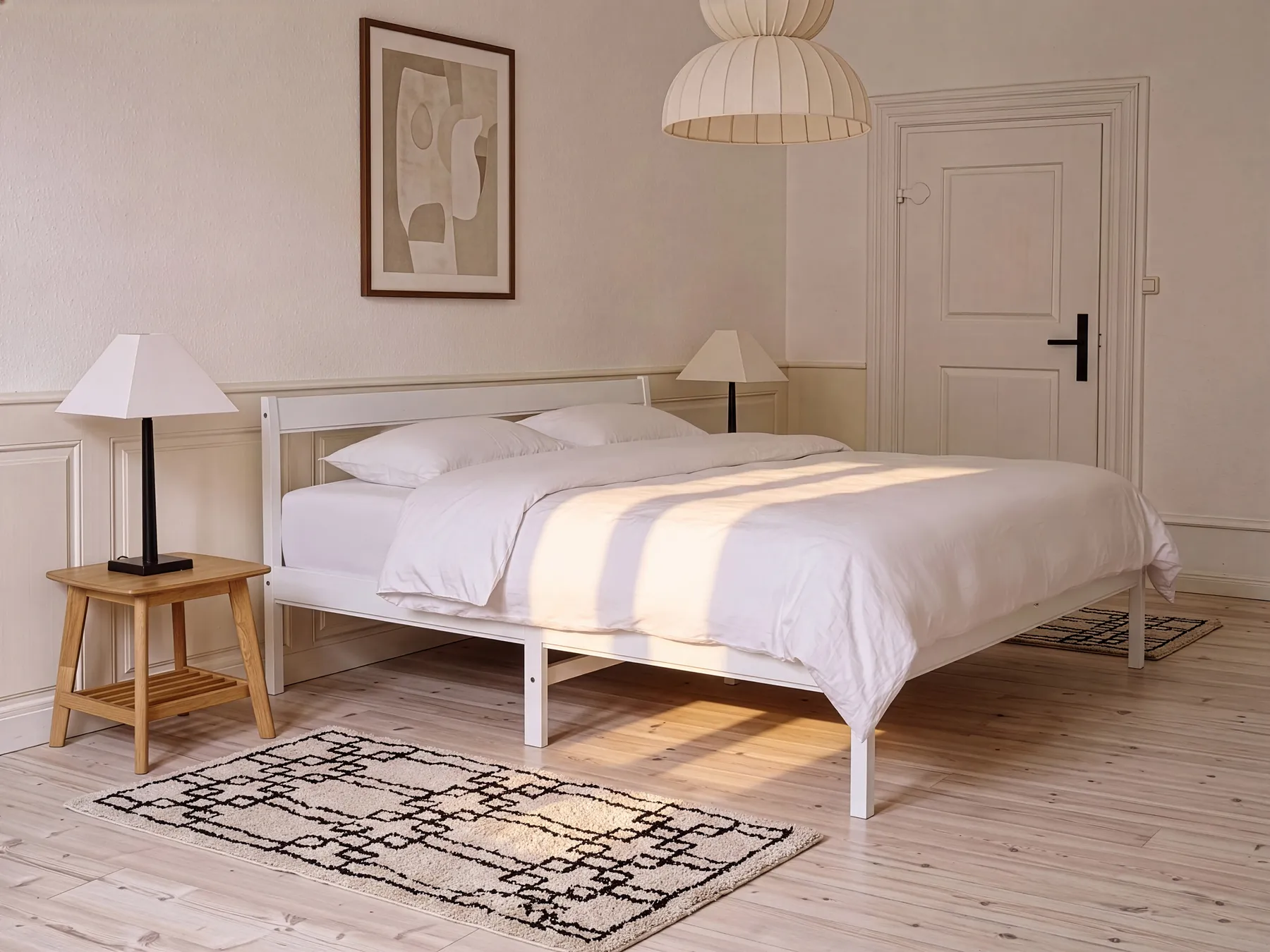 Bed Pine Wood MADONE 140 x 200 cm (EU Double) White_1131226
