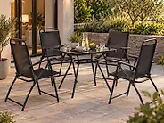 Salle à manger de jardin 4 places LIVO Métal Noir_1175869