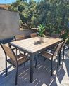 Set of 6 Garden Dining Chairs Light Wood and Black VERNIO_933092