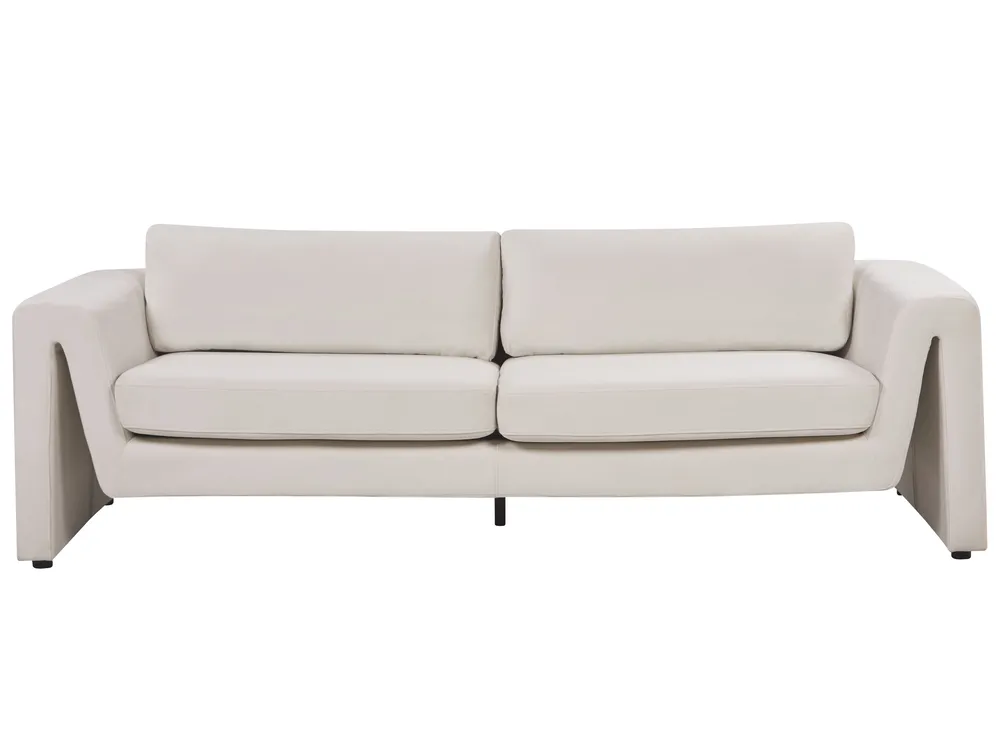 Sofa dla 3 osób MAUNU Welur Jasnobeżowy
