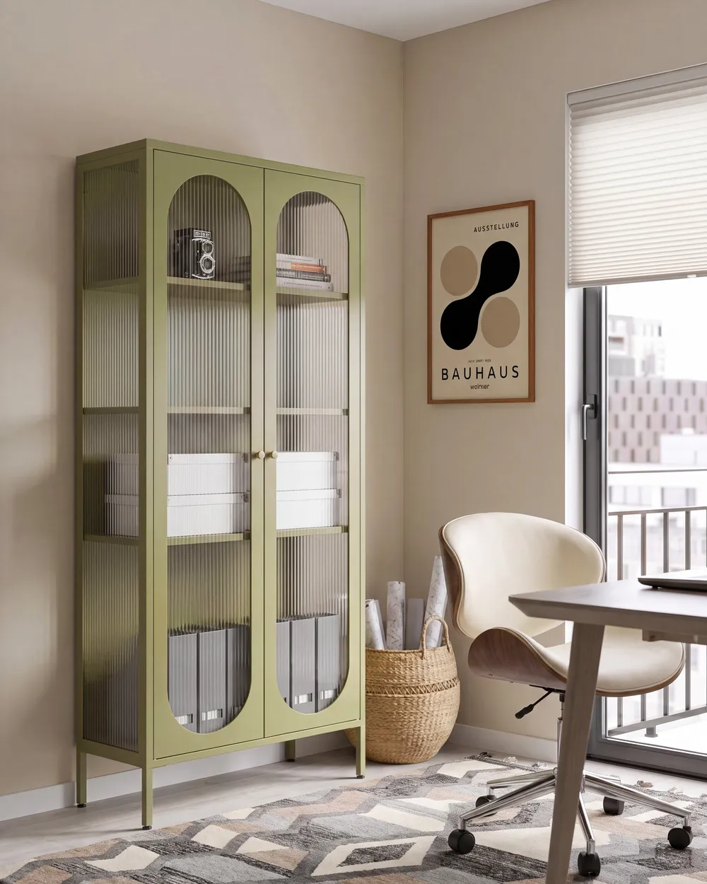 Glass Display Cabinet FOXTON 80 cm Metal Green