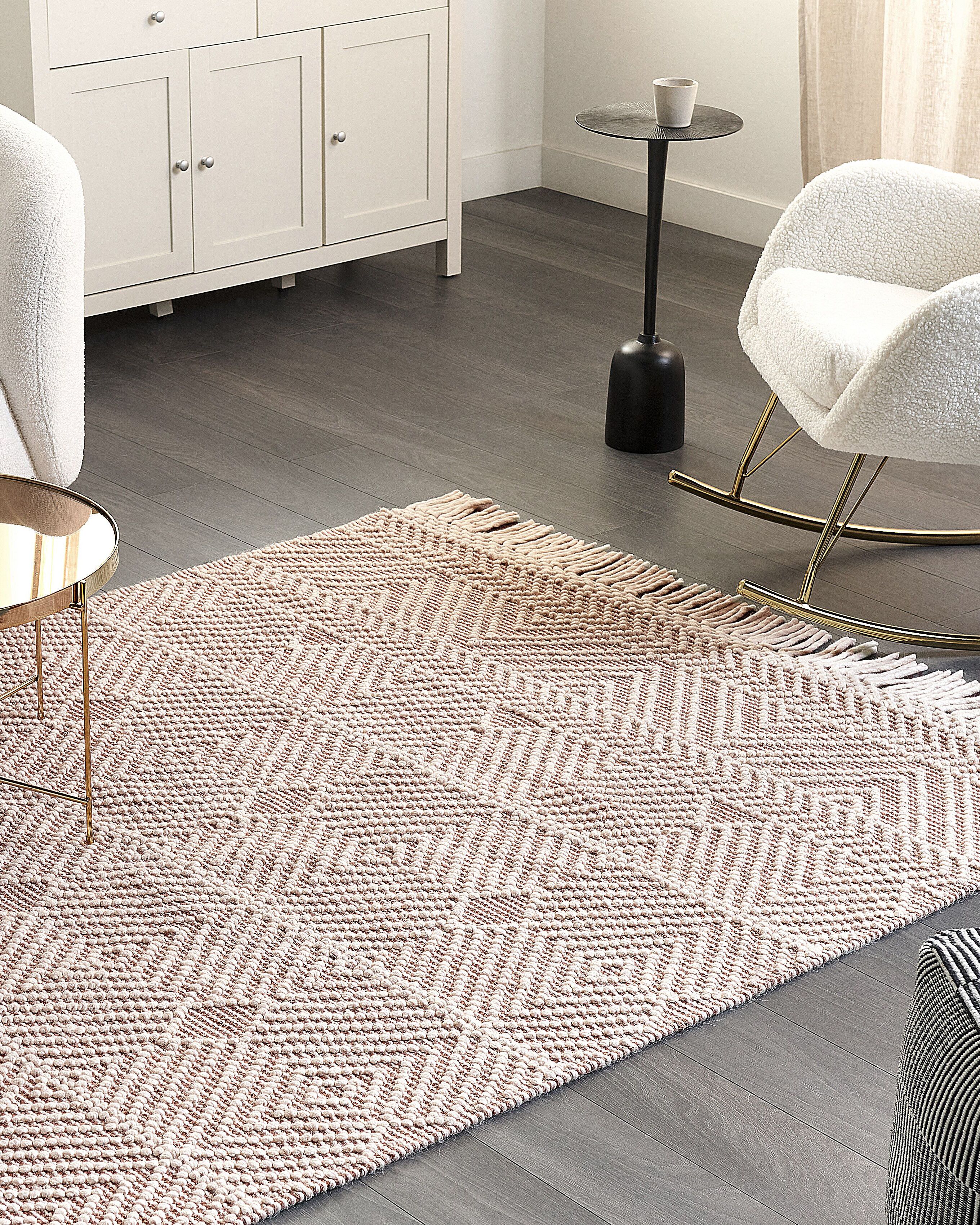 Tapijt Shaggy Boho Vloerkleed NOUR - 200x290cm - Ivoor en Beige