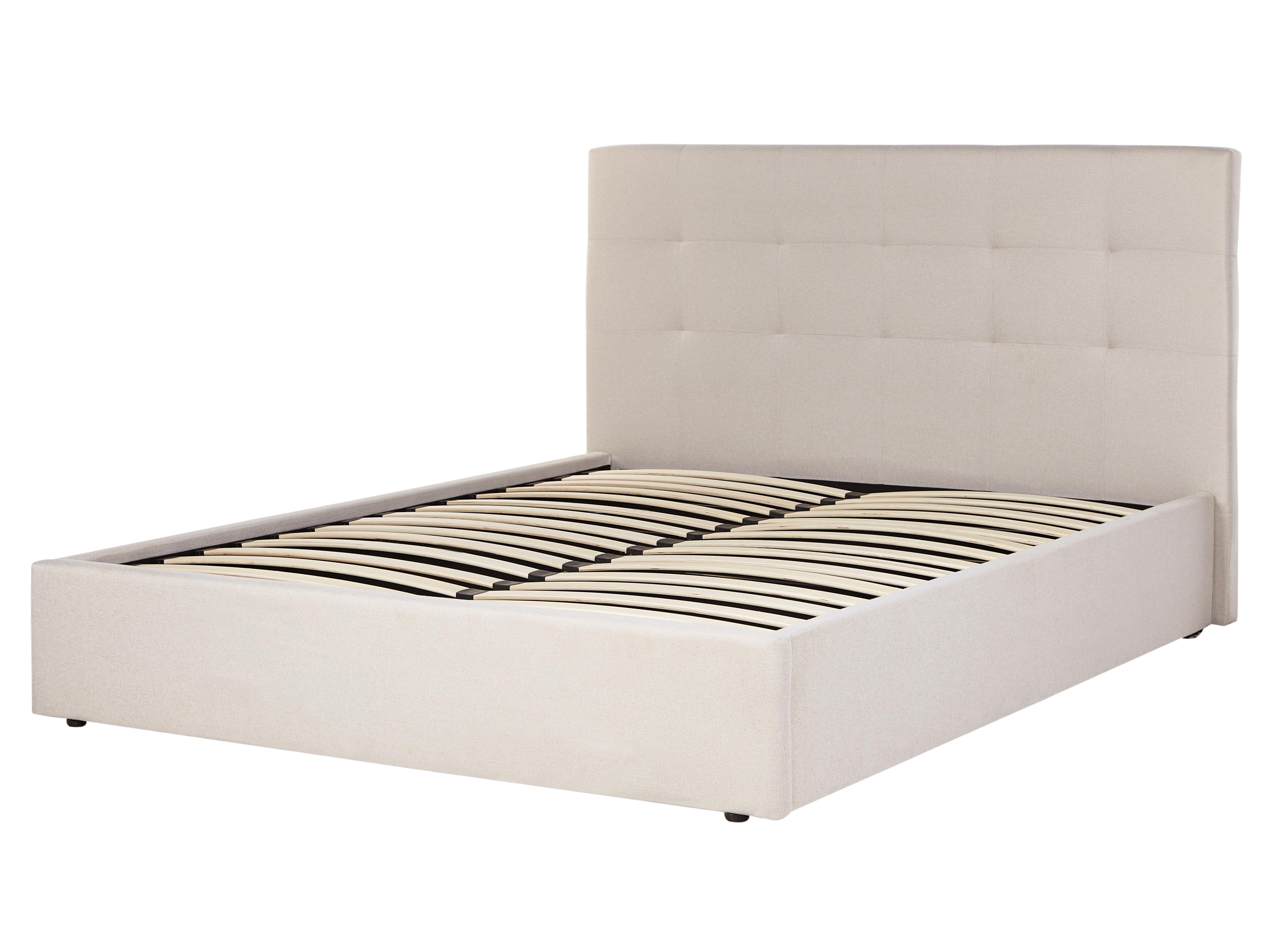 Bett mit Stauraum LORIENT Stoff Beige 160 x 200 cm_901804