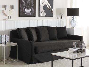 3 Seater Fabric Sofa Black GILJA