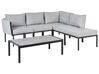 Lounge Set Stahl schwarz 5-Sitzer Auflagen hellgrau SKALA_934639