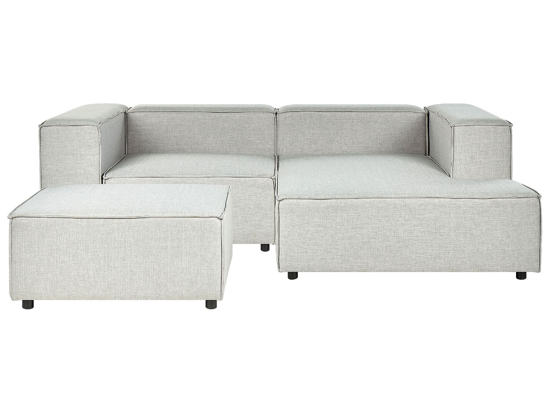 Left Hand 2 Seater Modular Linen Corner Sofa with Ottoman Grey APRICA_874740