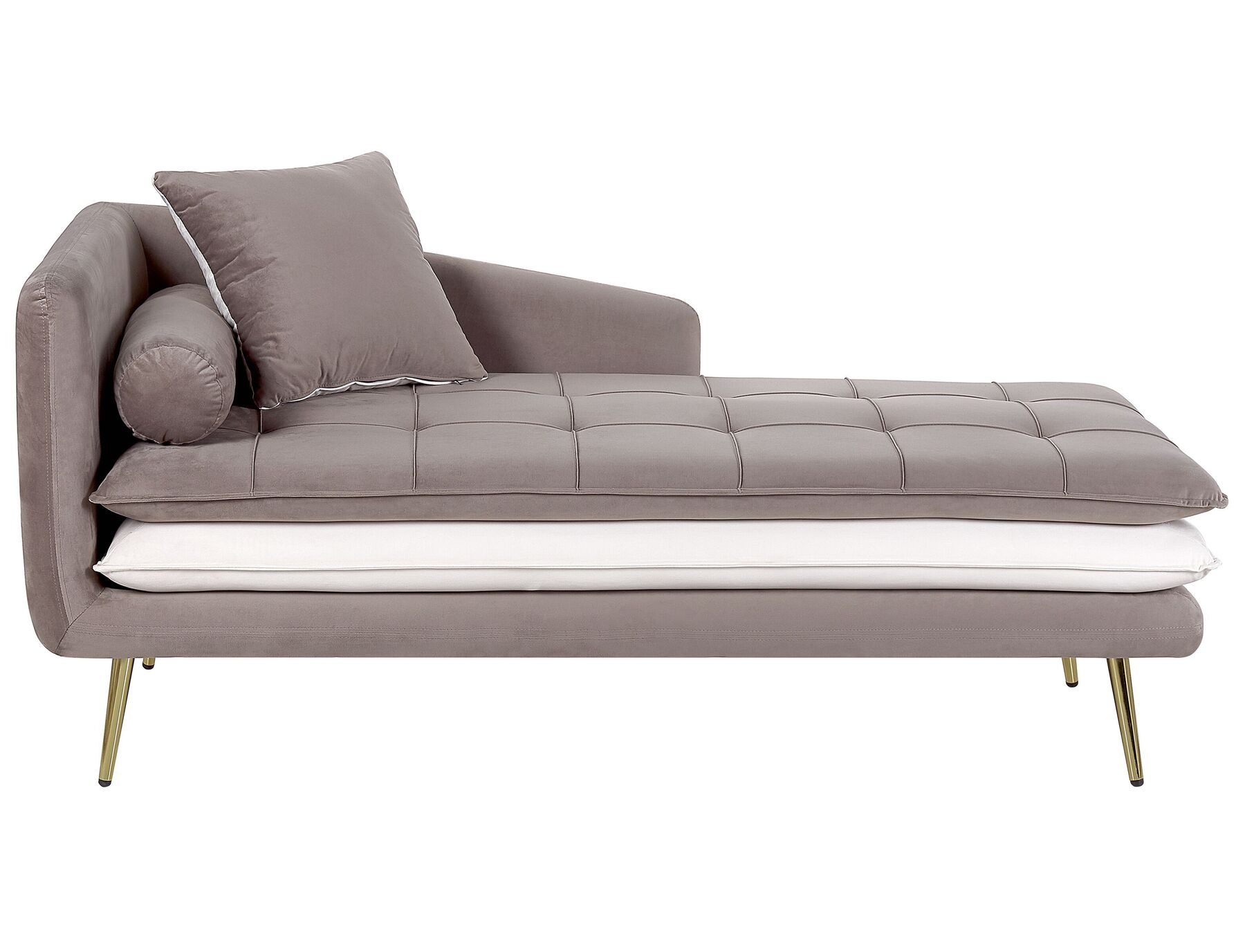 Chaise longue fluweel  bruin/wit linkszijdig GONESSE_787794