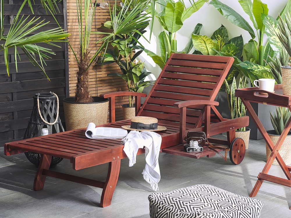 Acacia Wood Reclining Sun Lounger TOSCANA Beliani.es